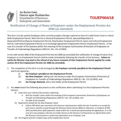 Document preview: Understanding Dependant Employment Permits in Ireland — Work & employment