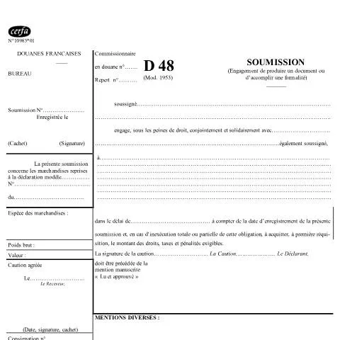 Aperçu du document Formulaire D48 : comprendre cette démarche administrative obligatoire — Démarches administratives (CERFA n°10983*01)