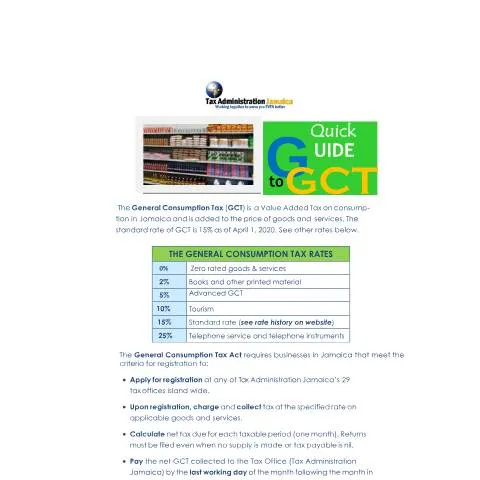 Document preview: Understanding the Jamaica GCT Quick Guide: Key Insights — Government & admin (CERFA n°GCT_Quick_Guide_to_GCT_(Amended)_032021)