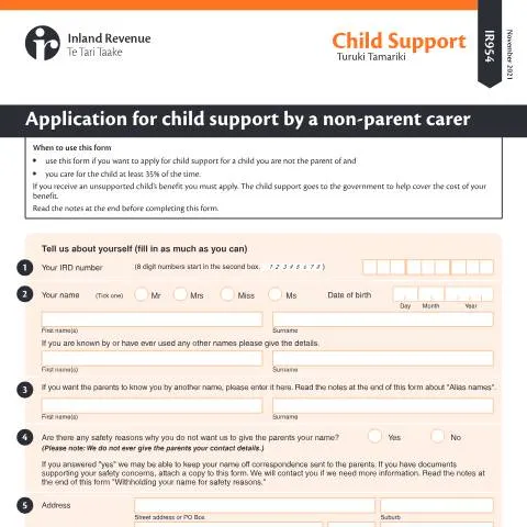 Document preview: Understanding the IR954 Form for Non-Parent Carers — Family (CERFA n°IR954)