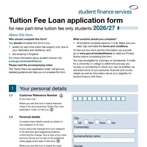 Document preview: Part-Time Tuition Fee Support Applications: Your 2026-27 Guide — Government & admin