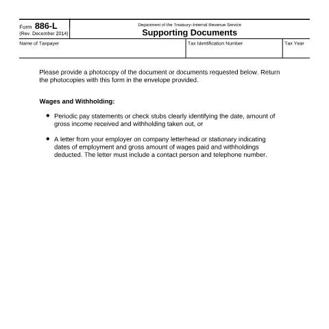 Document preview: Understanding IRS Form 886-L for Tax Compliance — Taxes (CERFA n°886L)