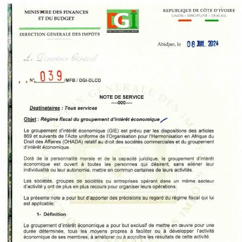 Aperçu du document Analyse approfondie de la Note de Service 0039 0001 — Démarches administratives