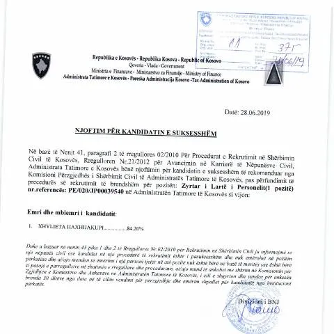 Document preview: Ku e gjeni formularin 'Njoftim për kandidatin e suksesshëm'? — Punë & punësim