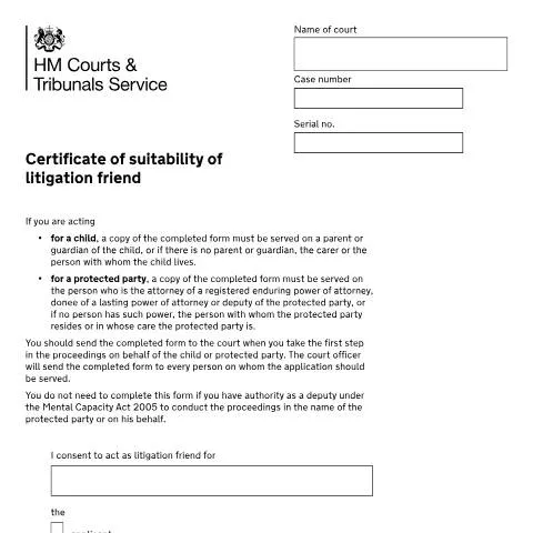 Document preview: FP9 Certificate of Suitability: Legal Guardian Requirements — Legal & justice