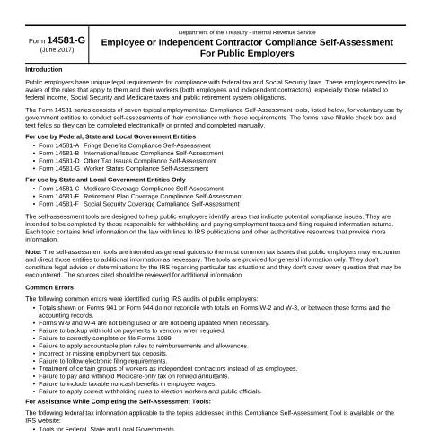 Document preview: Understanding IRS Form 14581-G for Public Employers — Taxes (CERFA n°14581G)