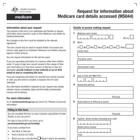 Document preview: Navigating the MS044 Medicare Card Information Request — Health (CERFA n°MS044)