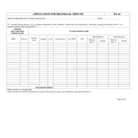 Document preview: Understanding the DA 64 Form for Exporters — Government & admin (CERFA n°DA 64)
