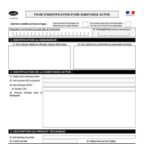 Aperçu du document Autorisation de mise sur le marché : guide du formulaire 11907*02 — Démarches administratives (CERFA n°11907*02)