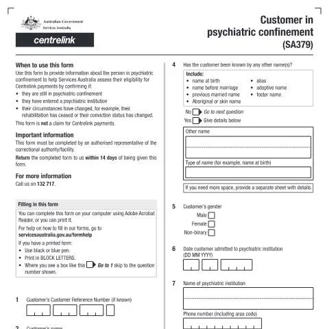 Document preview: Understanding the SA379 Form for Psychiatric Confinement — Health (CERFA n°SA379)