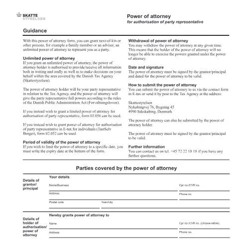 Document preview: Forstå Generelfuldmagt: En Nøgle til Skattehåndtering — Skatter & skat (CERFA n°02.043)