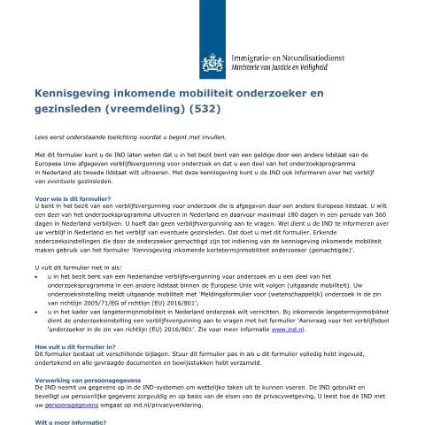 Documentvoorvertoning: Essentiële informatie over de Kennisgeving Inkomende Mobiliteit — Gezin (CERFA n°7069)