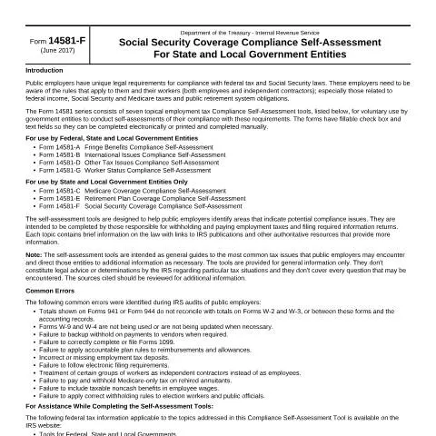 Document preview: Understanding IRS Form 14581-F for Public Employers — Taxes (CERFA n°14581F)