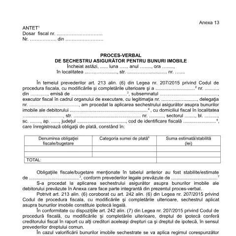 Document preview: Importanța sechestrului asigurător pentru bunuri imobile — Formalități administrative (CERFA n°A13_OPANAF_63_2017)