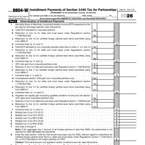 Document preview: Understanding IRS Form 8804-W for Partnerships — Taxes (CERFA n°8804W)