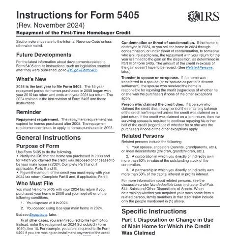 Document preview: Understanding IRS Form 5405: A Taxpayer's Guide — Taxes (CERFA n°INST-5405)