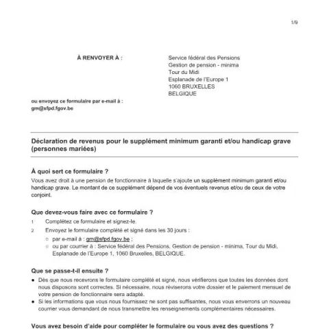 Aperçu du document Déclaration de revenus pour le supplément minimum garanti et/ou — Retraite & pension (déclaration_revenus_smg_handicap_maries)