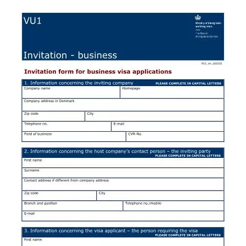 Document preview: Sådan udfylder du formular VU1 til erhvervsvise — Immigration & visa (CERFA n°VU1)