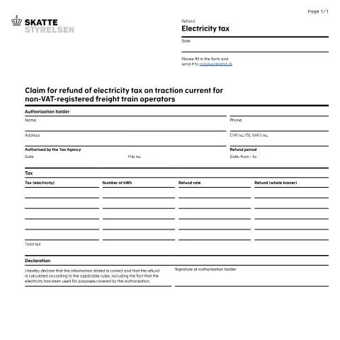 Document preview: Guide til tilbagebetaling af elafgift for ikke-MVA-registrerede — Skatter & skat (CERFA n°23.045)