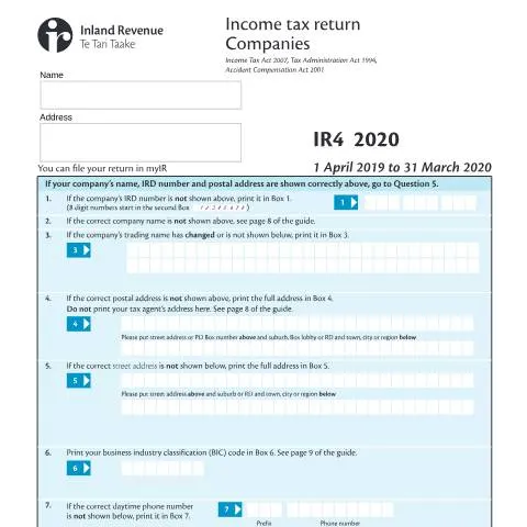 Document preview: Mastering the IR4 Income Tax Return for New Zealand Companies — Taxes (CERFA n°IR4)