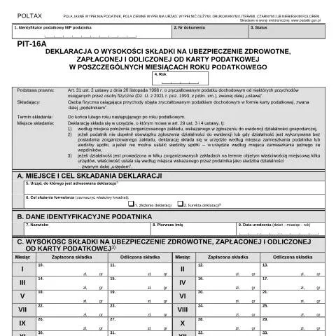 Document preview: Wszystko, co musisz wiedzieć o PIT-16A — Podatki i fiskalność (CERFA n°PIT-16A)