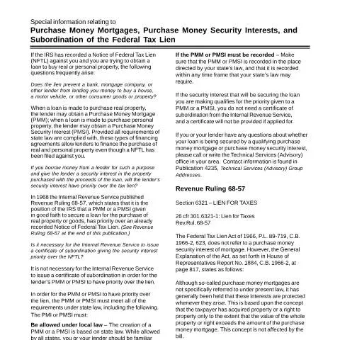 Document preview: Understanding Tax Liens and Purchase Money Mortgages — Taxes (CERFA n°PUB-785)