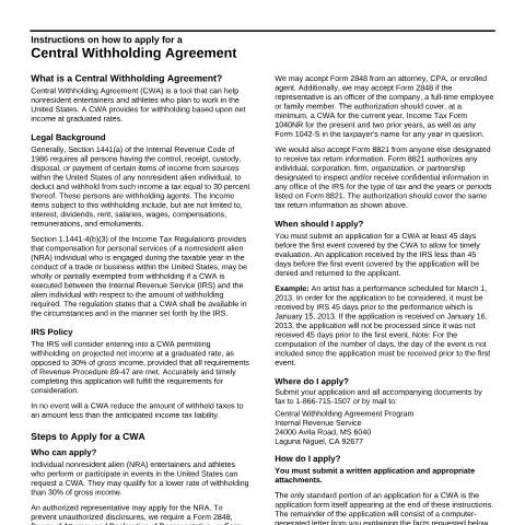 Document preview: Understanding IRS Form 13930 for Nonresident Performers — Taxes (CERFA n°13930)