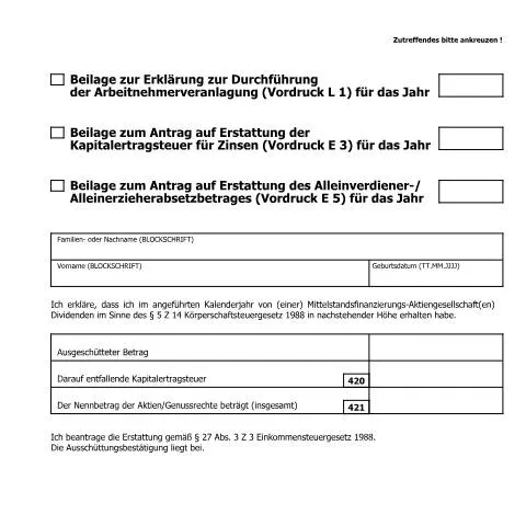 Dokumentvorschau: Antrag auf Erstattung der Kapitalertragsteuer L3 — Steuern (CERFA n°L3)