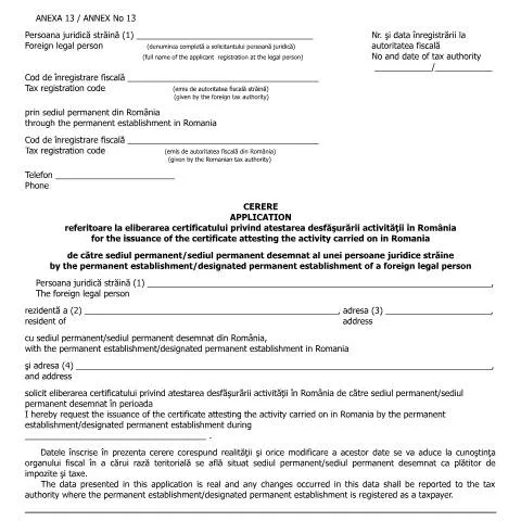 Document preview: Importanța certificatului de atestare a activității în România — Impozite & fiscalitate (CERFA n°A13_OMFP_583_2016)
