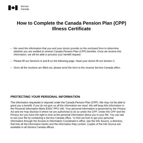 Document preview: Navigating the Canada Pension Plan Illness Certificate — Health (CERFA n°ISP1403)