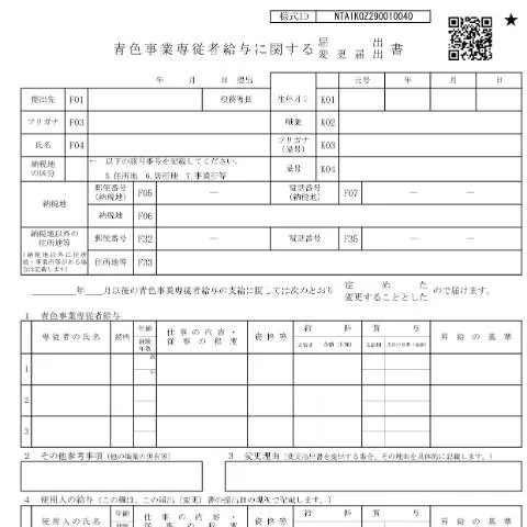 Document preview: 青色事業専従者給与に関する届出手続の流れと注意点 — 税金と財政 (CERFA n°A1-11)