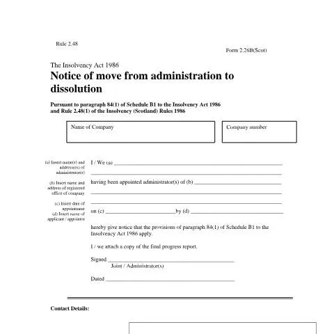 Document preview: Understanding Form 2.26B in Scotland's Insolvency Process — Government & admin