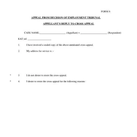 Document preview: Understanding Form T443: Employment Tribunal Cross-Appeal Reply — Legal & justice