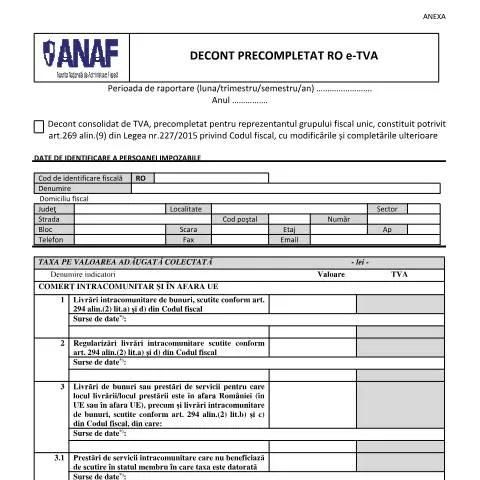 Document preview: Ghidul Decontului Precompletat RO e-TVA (OPANAF 2351/2025) — Impozite & fiscalitate (CERFA n°DecontPrecompletatROeTVA_OPANAF_2351_2025)