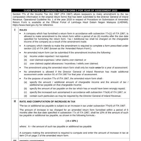 Document preview: Mengapa Pindaan Pengembalian C 2023 Penting untuk Syarikat? — Cukai & percukaian