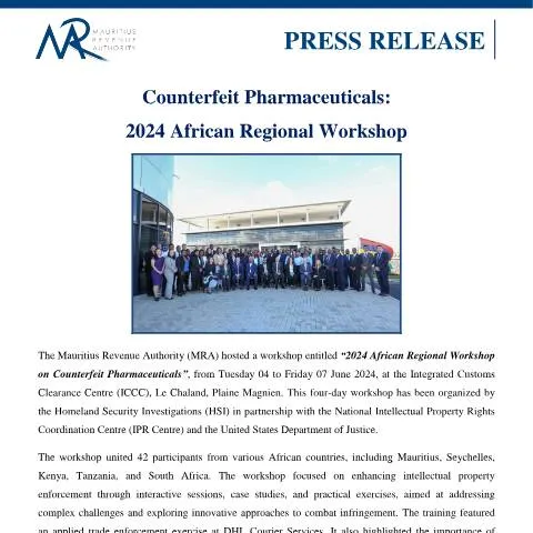 Document preview: Addressing Counterfeit Pharmaceuticals: Insights from the 2024 — Government & admin (CERFA n°PressRelease070624)