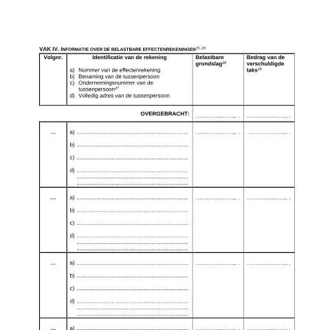 Aperçu du document Tussenblad Vak IV : Guide sur les comptes d'effets imposables — Impôts & fiscalité (CERFA n°124-270-iv)