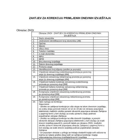 Document preview: Korekcija dnevnih izvještaja: Vaš vodič za ZKDI — Pravno i pravda (CERFA n°ZKDI)