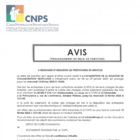 Aperçu du document Acquisition de Nextcloud pour une meilleure collaboration à la CNPS — Démarches administratives