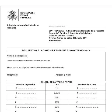Aperçu du document Comment remplir le formulaire de la taxe sur l'épargne à long terme ? — Démarches administratives (CERFA n°124-taxe-epargne-long-terme)