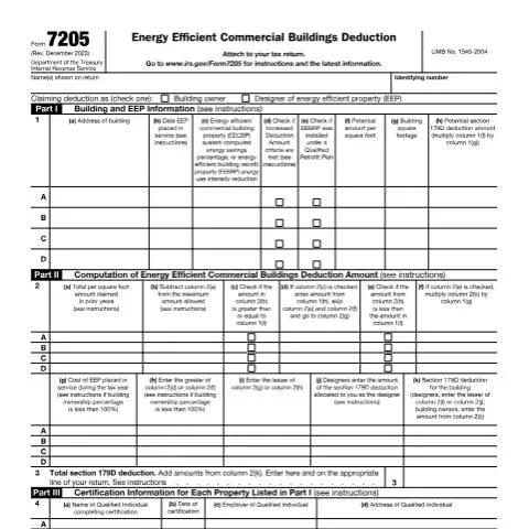 Document preview: Mastering IRS Form 7205 for Energy Efficiency Tax Deductions — Taxes (CERFA n°7205)