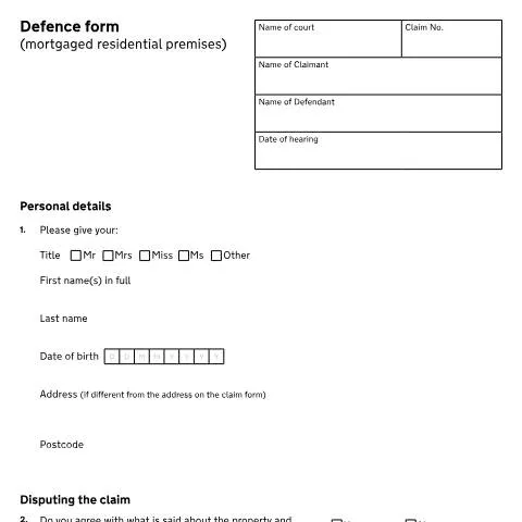 Document preview: How to Use Form N11M to Fight Mortgage Possession Proceedings — Legal & justice