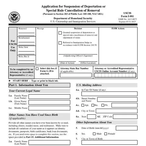 Document preview: Understanding the Importance of USCIS Form I-881 for Immigrants — Immigration & visas (CERFA n°I-881)