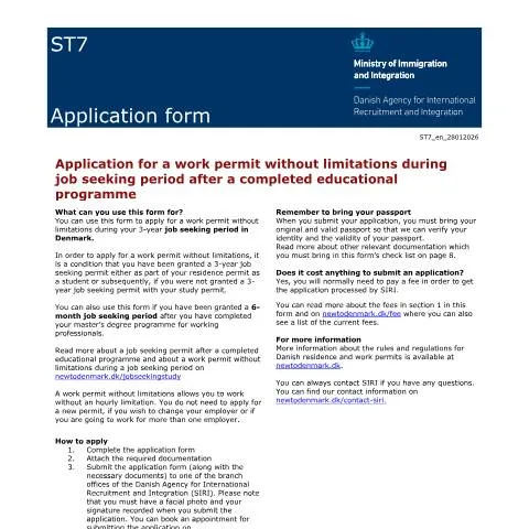 Document preview: Naviger i ST7-ansøgningsprocessen for arbejdstilladelse — Immigration & visa (CERFA n°ST7)