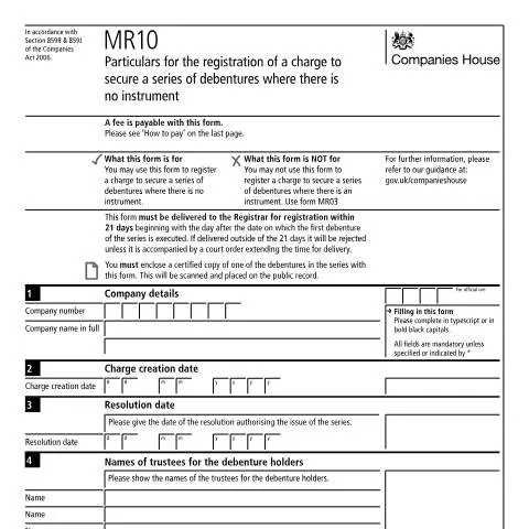 Document preview: Mastering the MR10 Form for Debenture Security — Business
