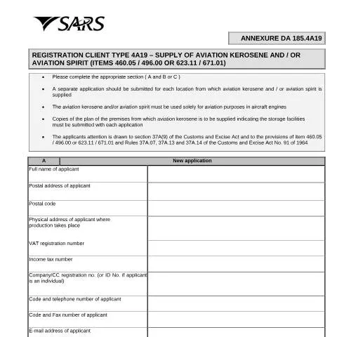 Document preview: Understanding the DA 185 4A19 Form for Aviation Fuel Compliance — Government & admin (CERFA n°DA 185 4A19)