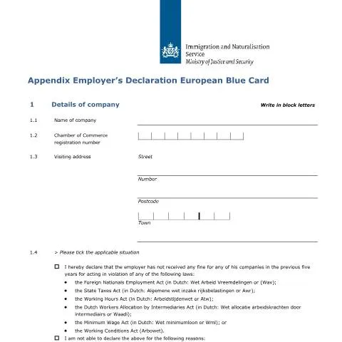 Documentvoorvertoning: Belang van de Appendix Employer’s Declaration voor de Europese blauwe — Werk (CERFA n°7624)