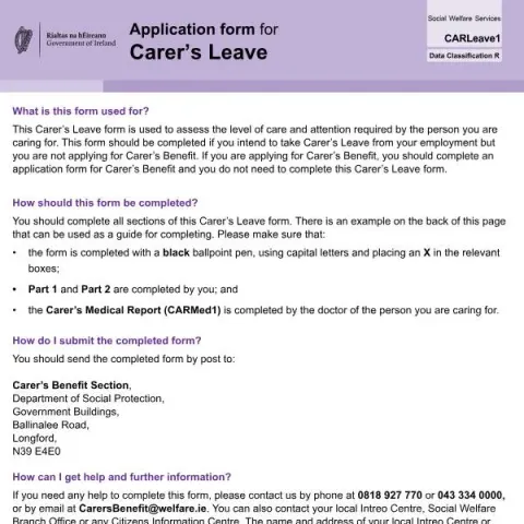 Document preview: Apply for Carer’s Leave with the Official Application Form — Benefits & social aid (CARLeave1)