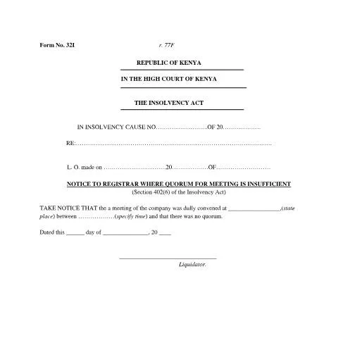 Document preview: The Role of Form F32I in Kenya's Insolvency Framework — Government & admin (CERFA n°f32i)