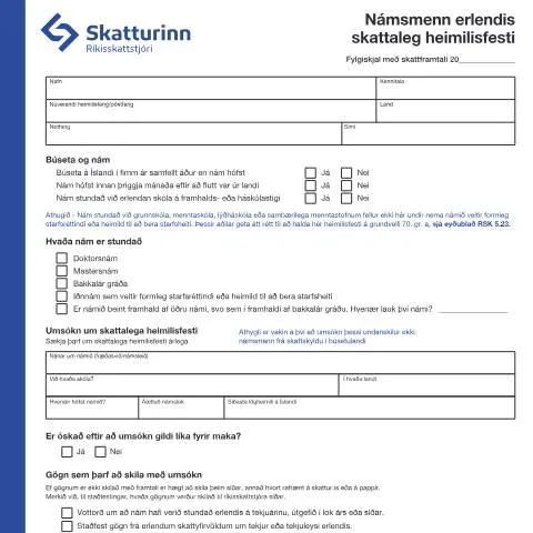 Document preview: Skattaleg heimilisfesti fyrir námsmenn í útlöndum — Skattar & fjármál (CERFA n°RSK 3.26)
